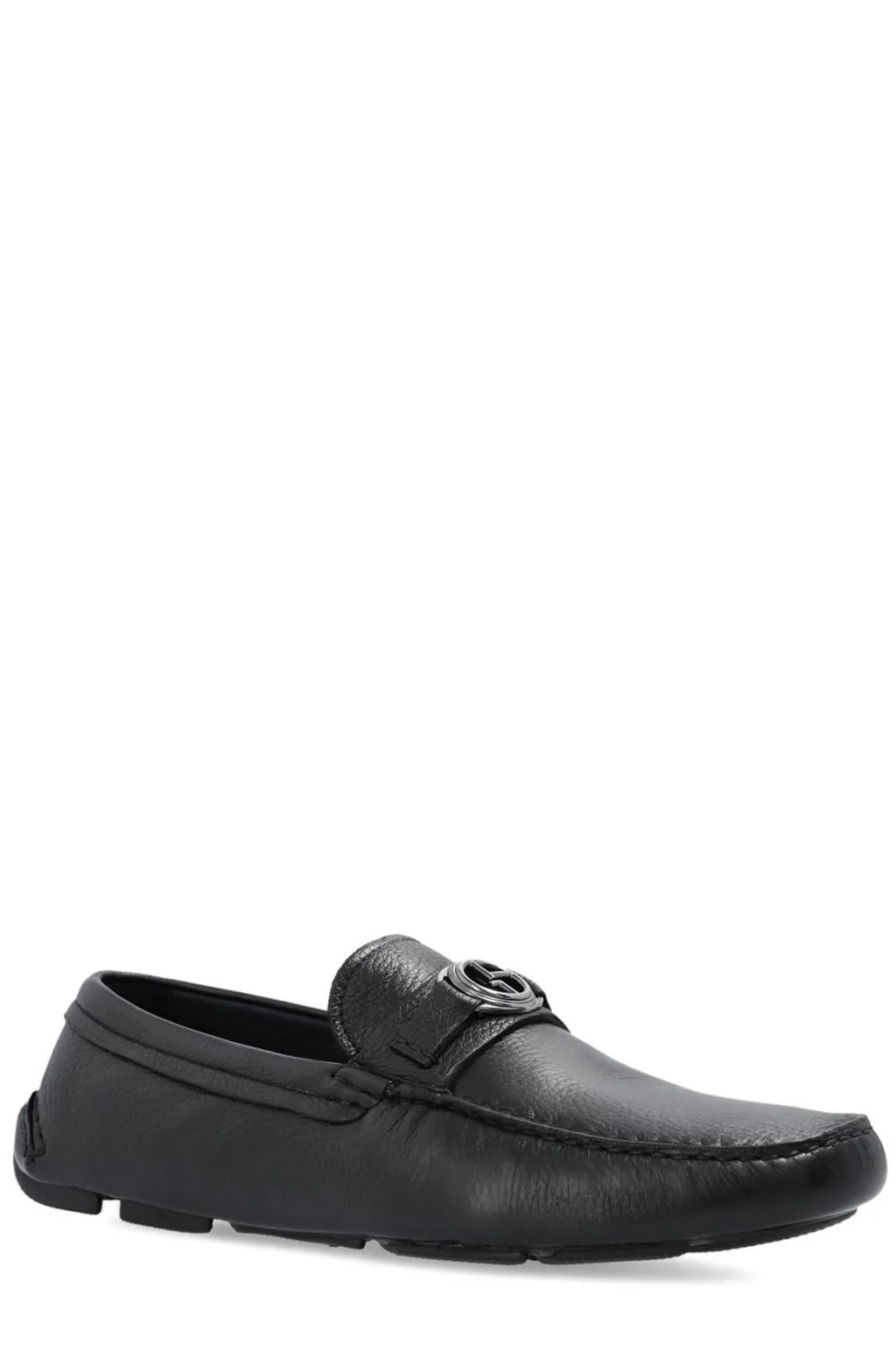 Giorgio Armani Logo Plaque Slip-On Loafers