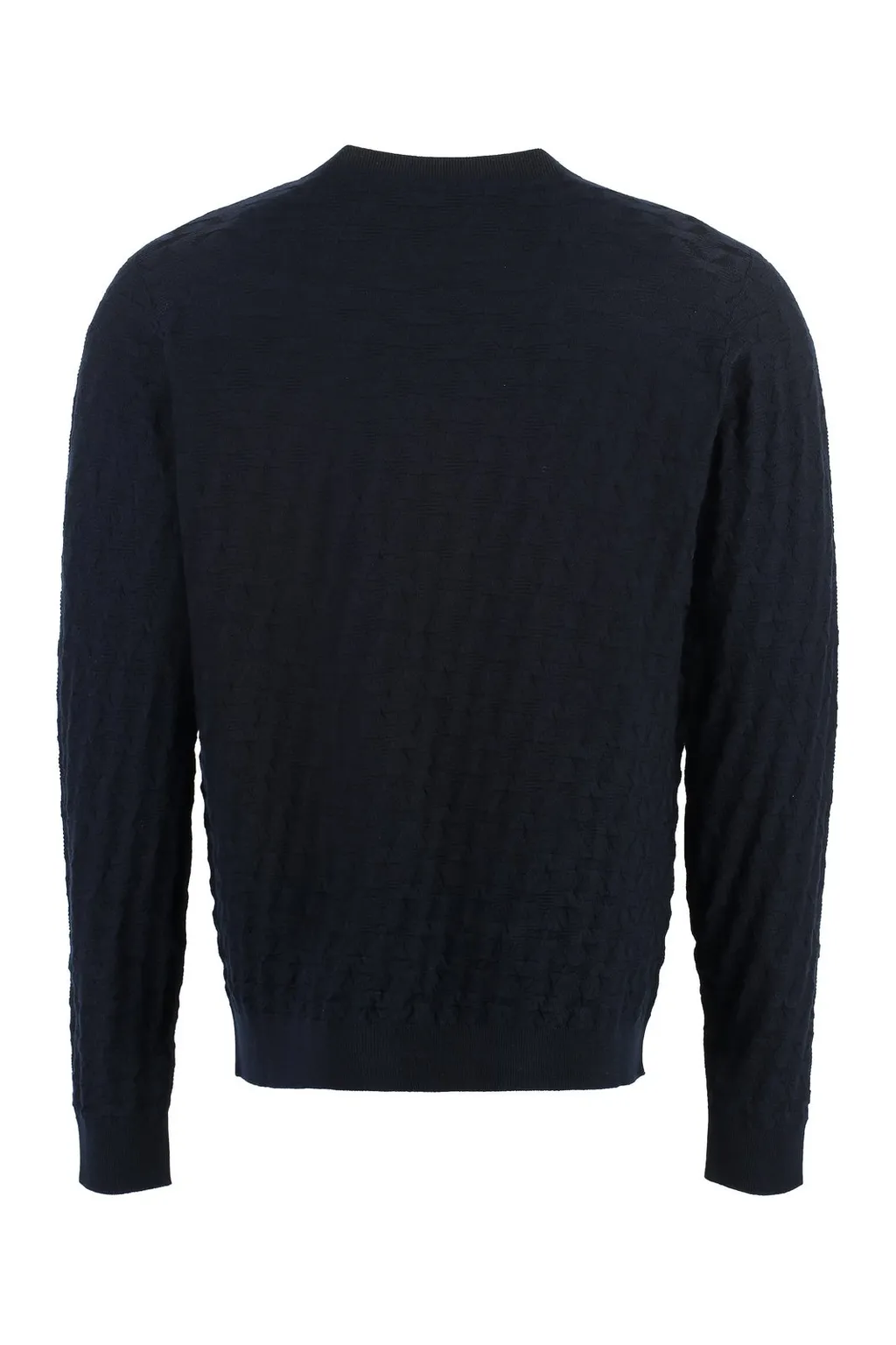 Giorgio Armani Logo Embroidered Fine Knit Jumper