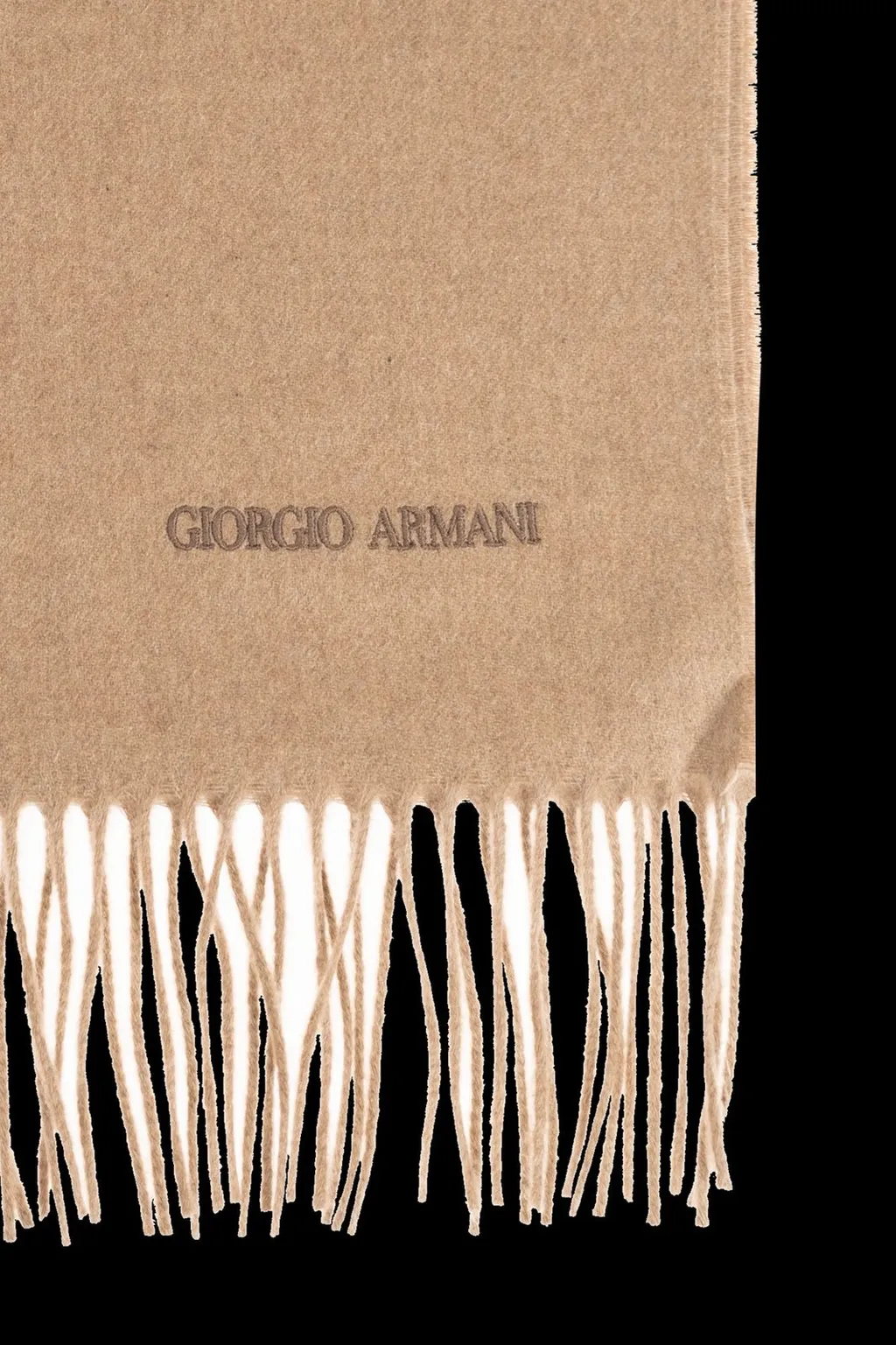 Giorgio Armani Logo Embroidered Fringed Scarf