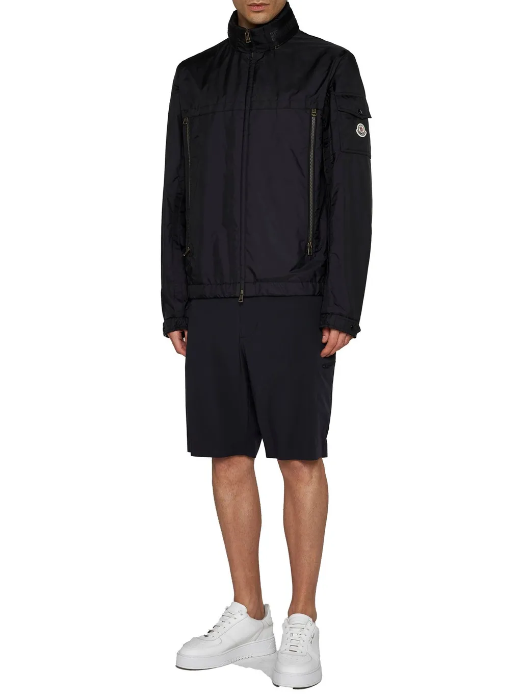 Moncler Gennai Logo Printed Zipped Raincoat