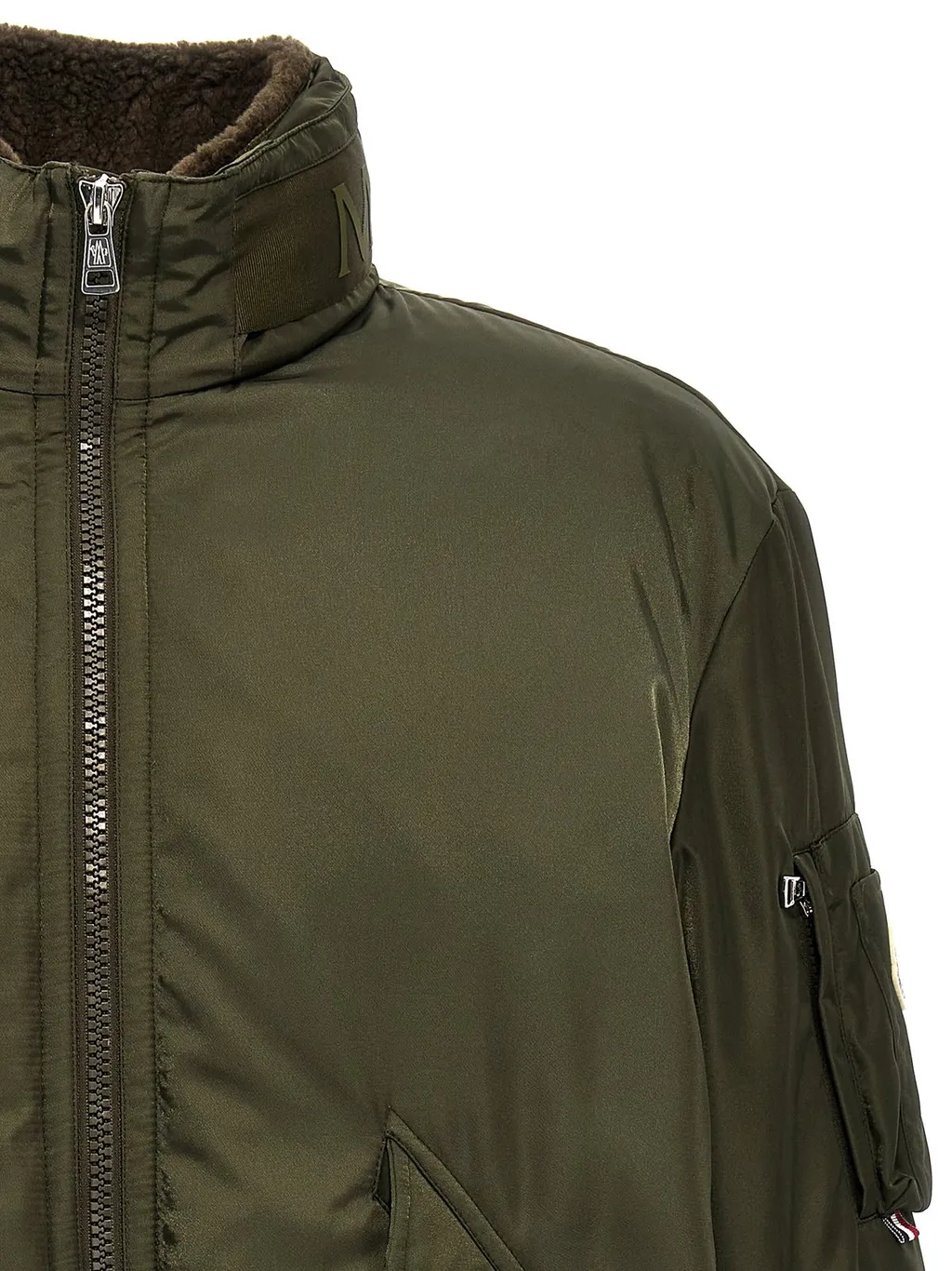 Moncler High-Shine Zip-Up Padded Jacket