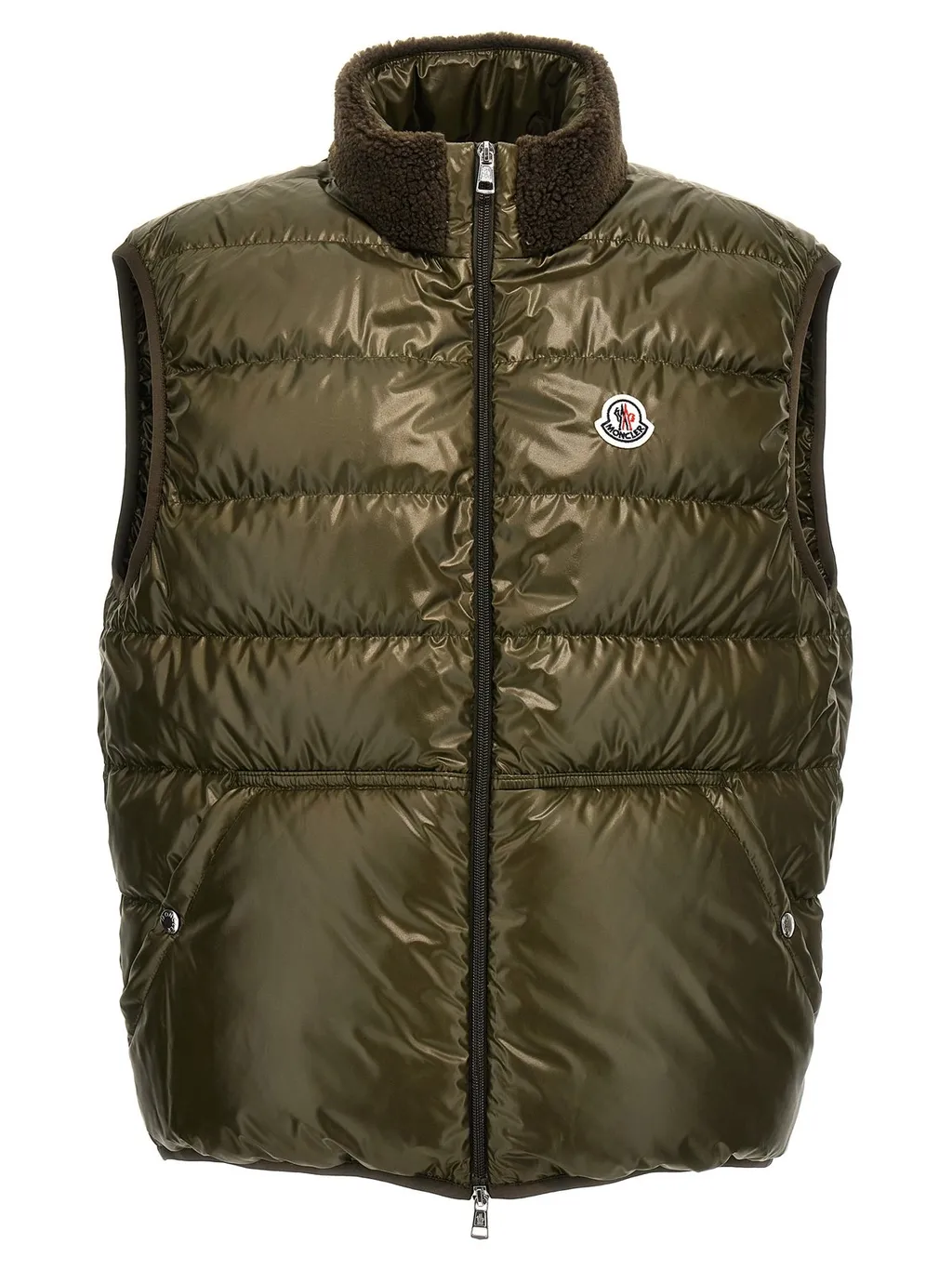 Moncler High-Shine Zip-Up Padded Jacket