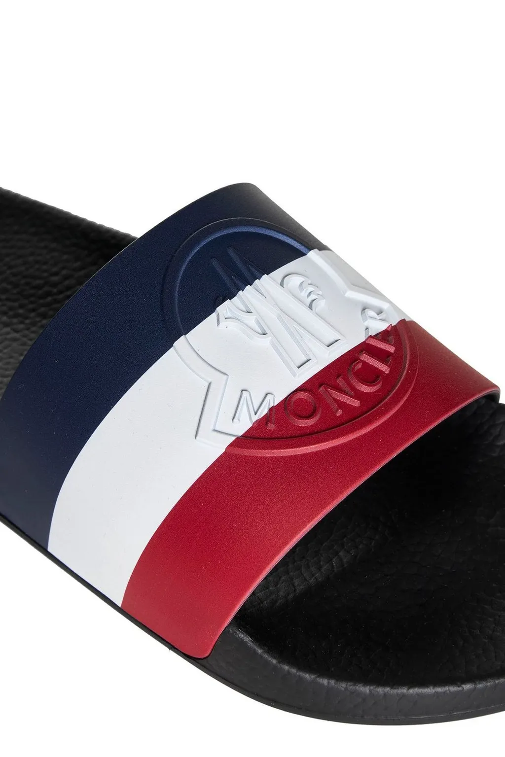 Moncler Logo Debossed Striped Slides
