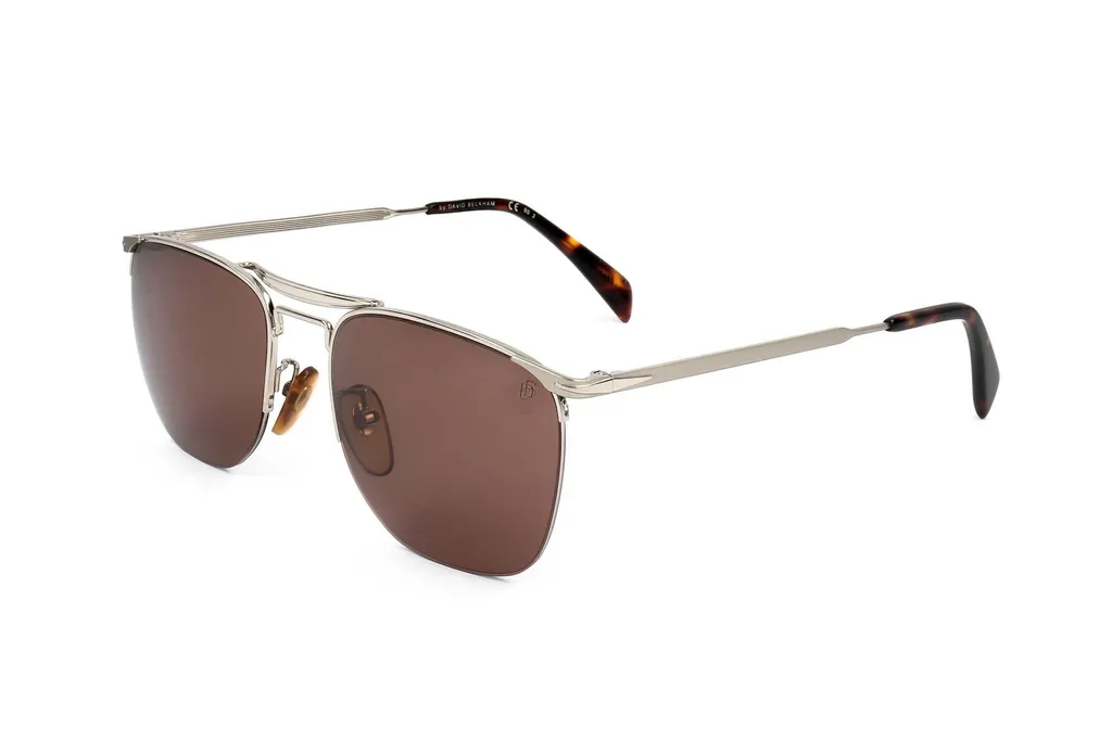 Eyewear By David Beckham Pilot Frame Semi Rimless Sunglasses