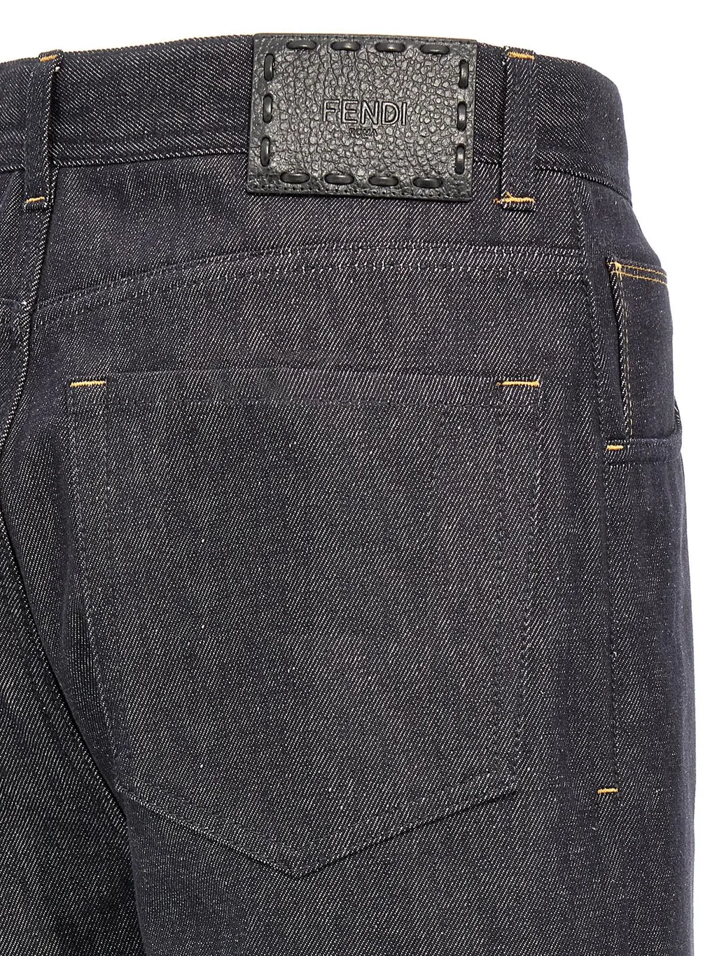 Fendi Straight-Leg Logo Patch Long Jeans