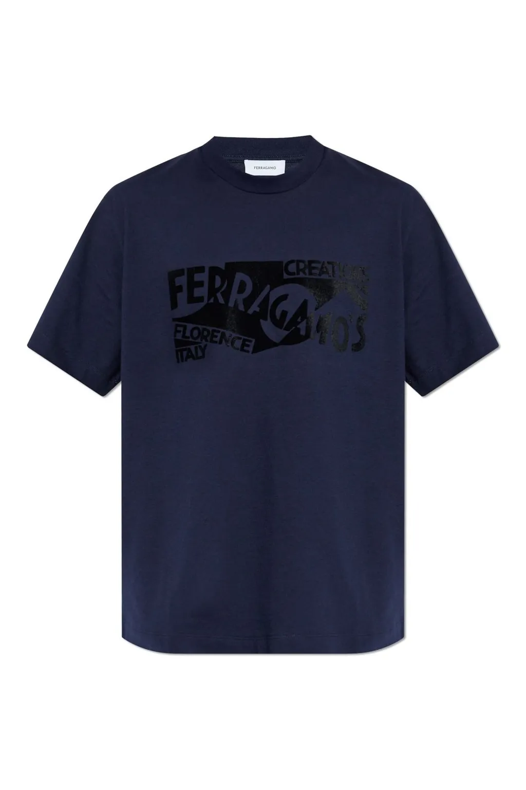 Ferragamo Velvet Finish Logo Crewneck T-Shirt