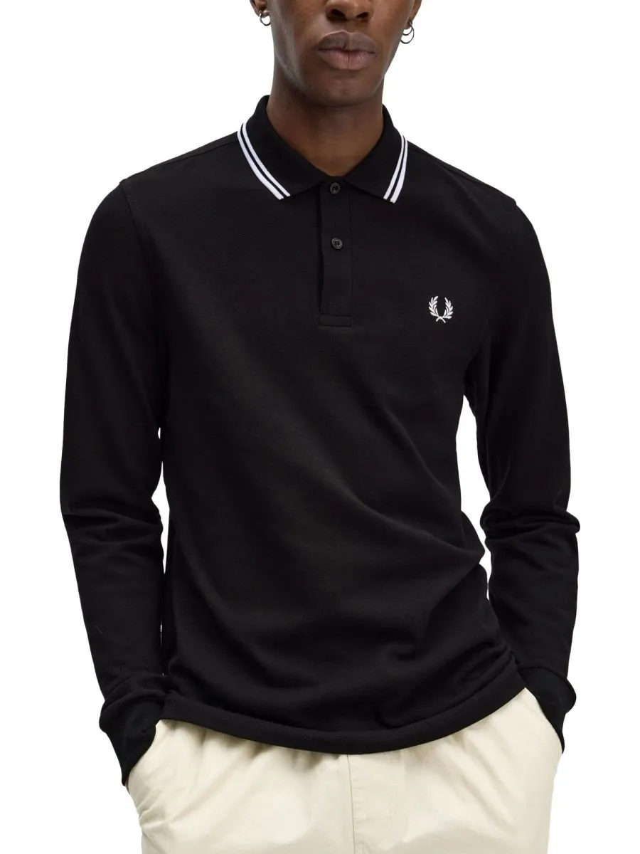 Fred Perry Double Tipped Long Sleeve Polo Shirt