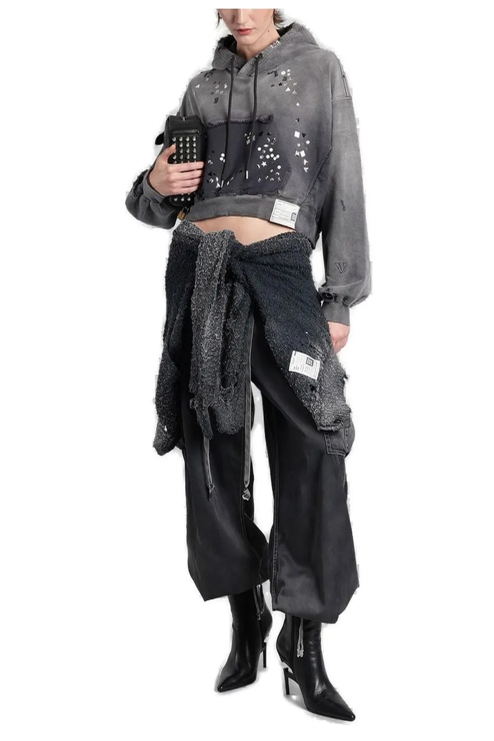 Maison Mihara Yasuhiro Embellished Sun Faded Hoodie