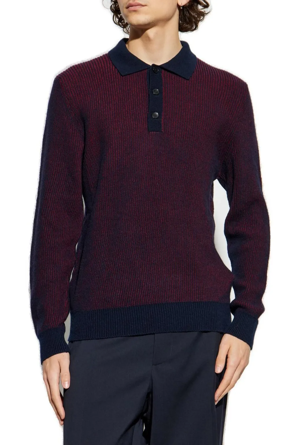 Etro Striped Long-Sleeved Polo Shirt