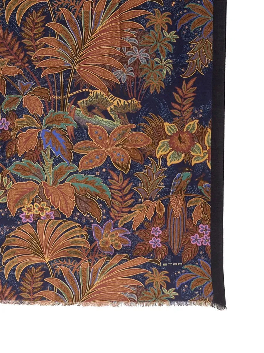 Etro Floral-Printed Frayed-Edge Scarf