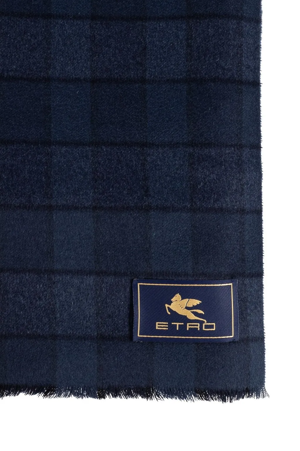 Etro Checked Logo Patch Scarf