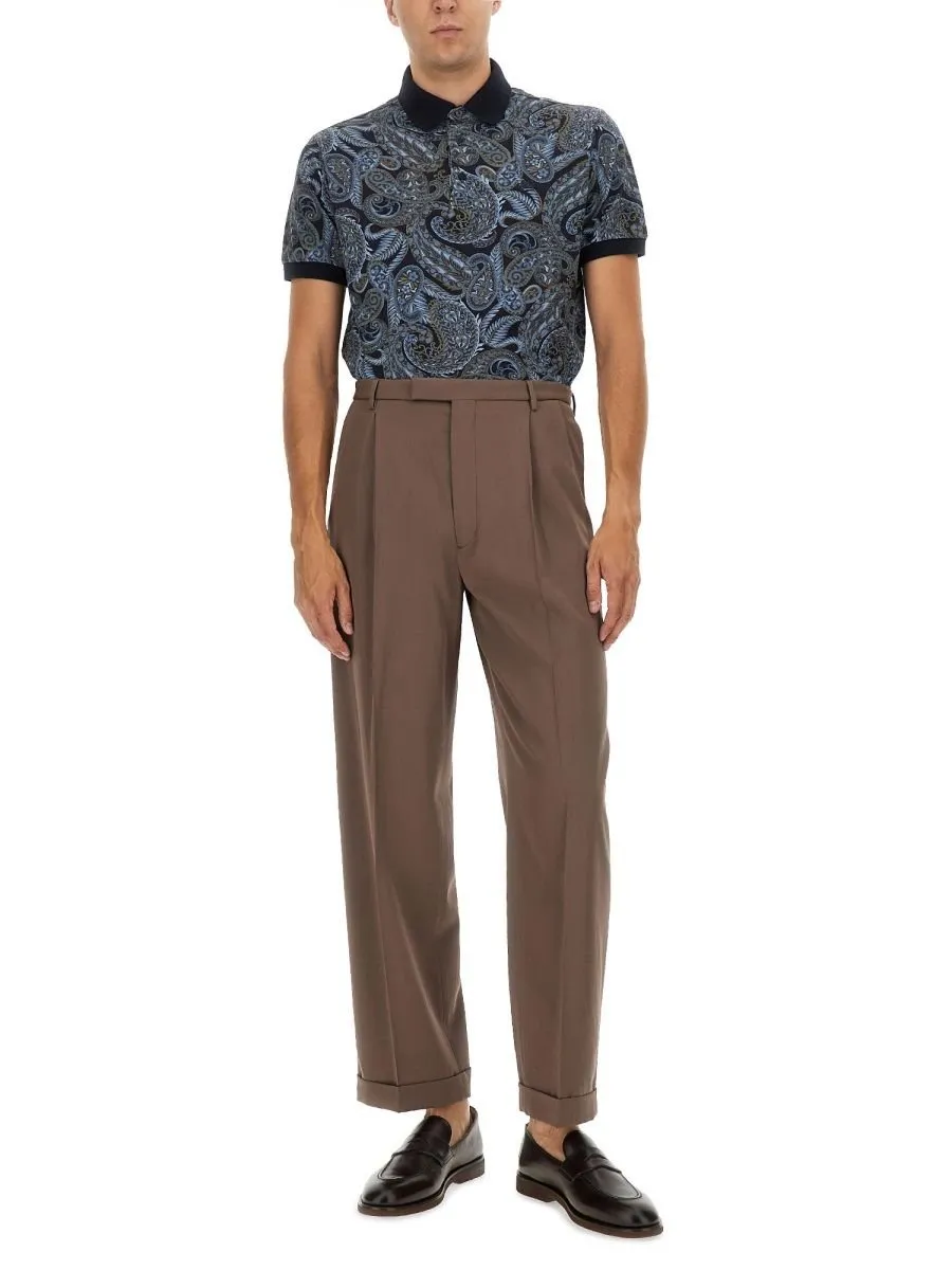 Etro Short-Sleeved Paisley-Print Polo Shirt