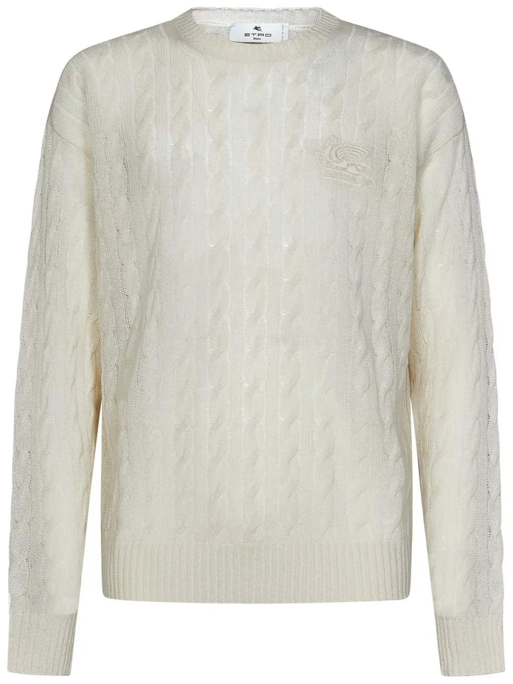 Etro Logo Embroidered Cable-Knitted Crewneck Jumper