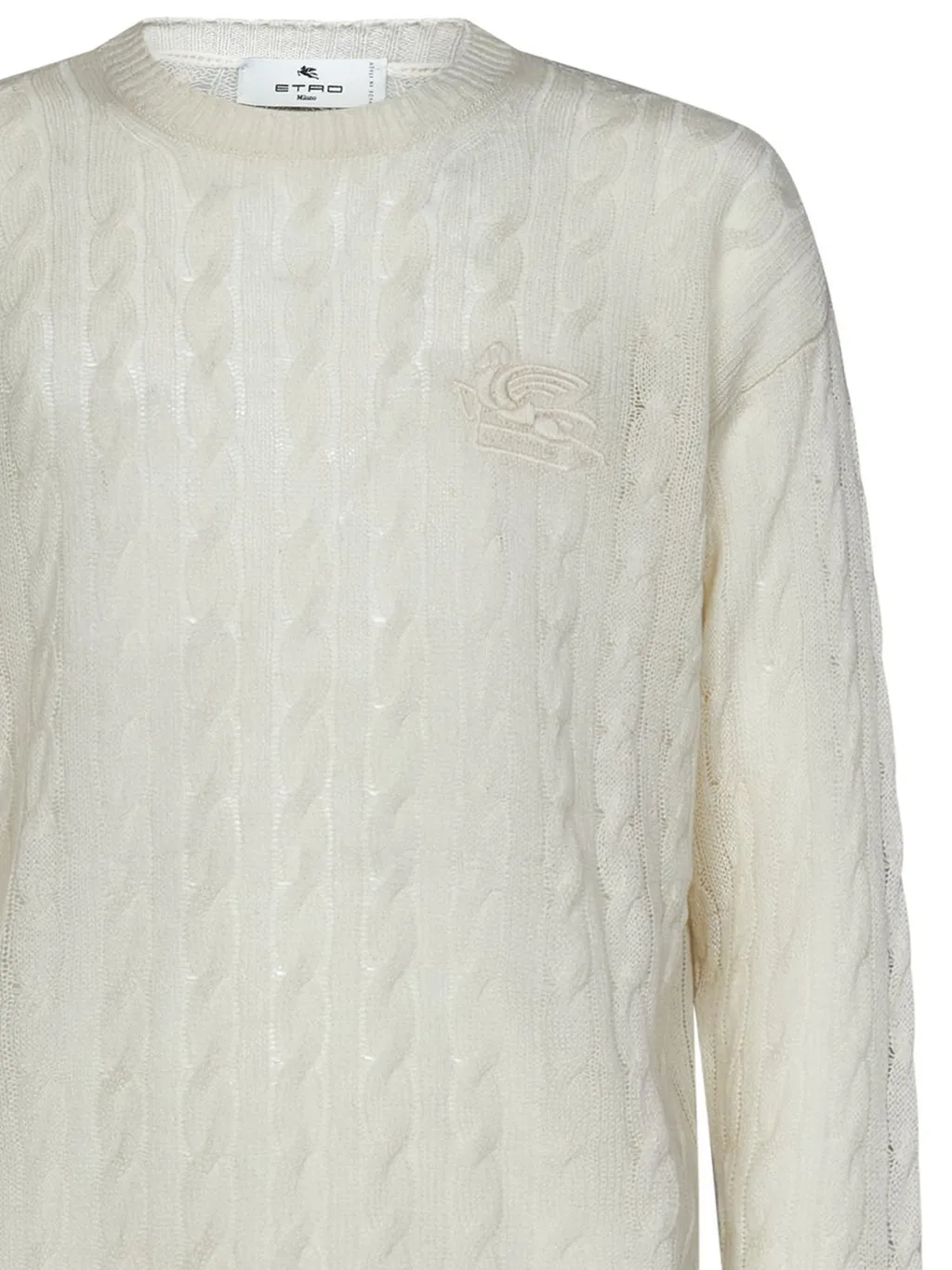 Etro Logo Embroidered Cable-Knitted Crewneck Jumper