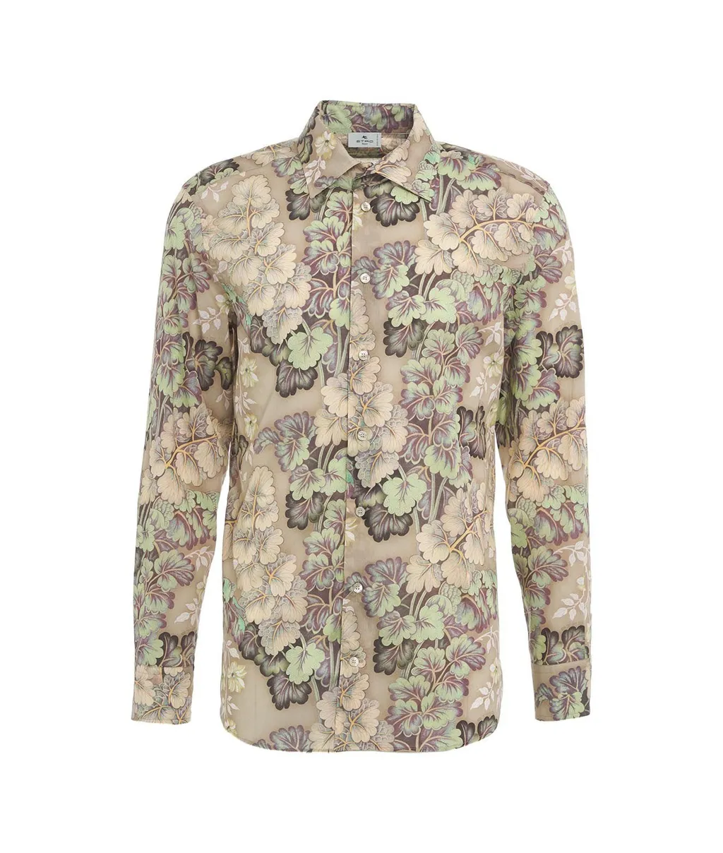 Etro Floral-Printed Curved Hem Shirt