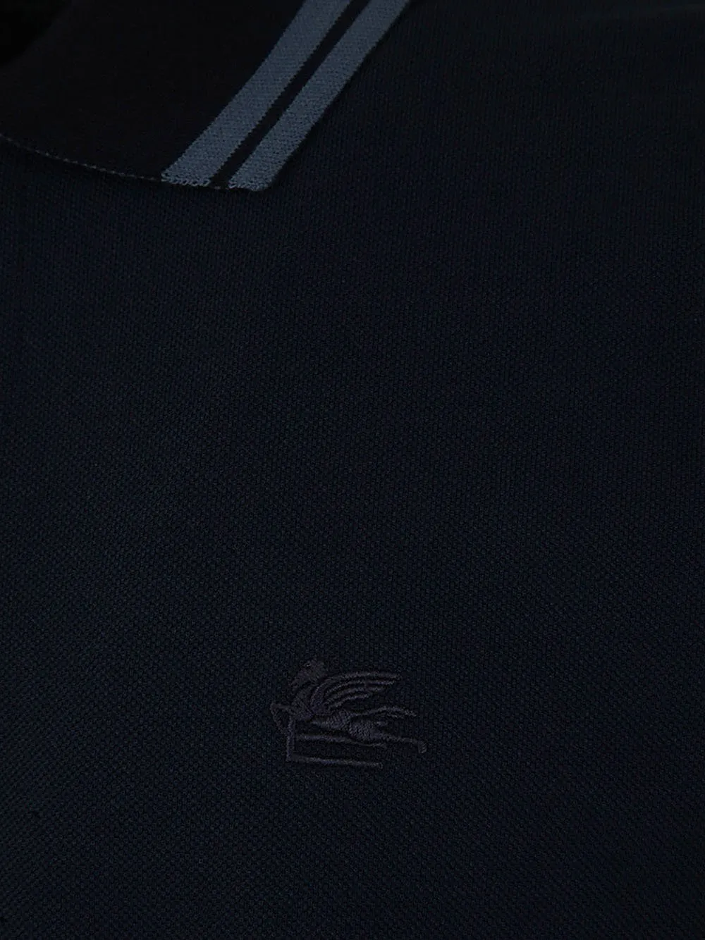 Etro Pegaso-Embroidered Short-Sleeved Polo Shirt