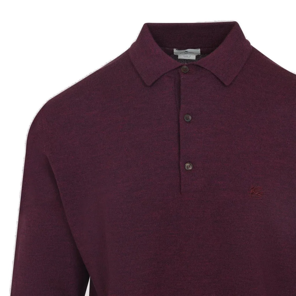Etro Logo Embroidered Knit Polo Shirt