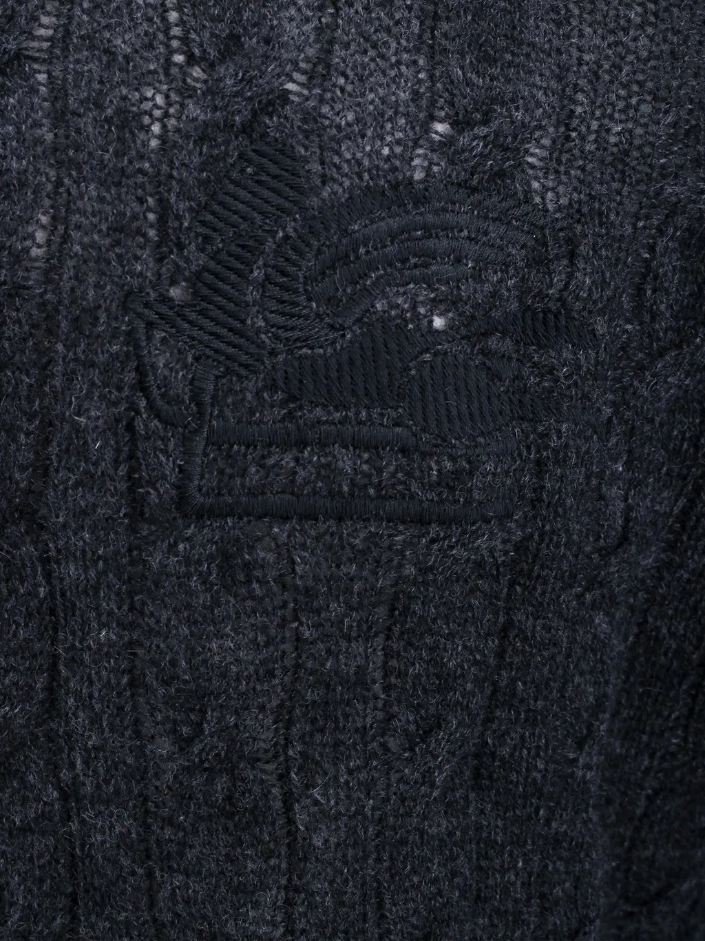Etro Logo Embroidered Roll-Neck Cable-Knitted Jumper