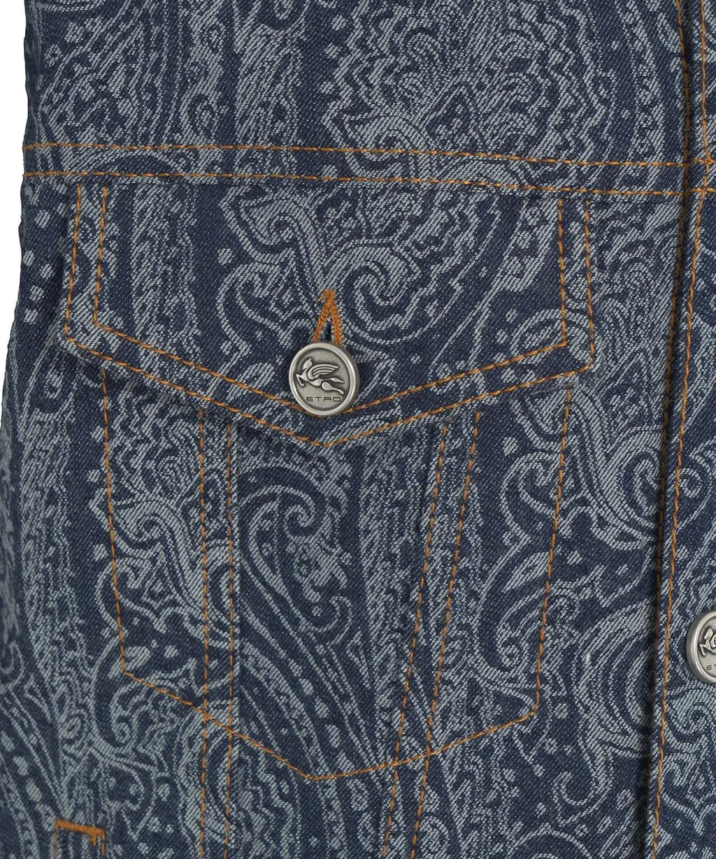 Etro All-Over Paisley Motif Denim Jacket