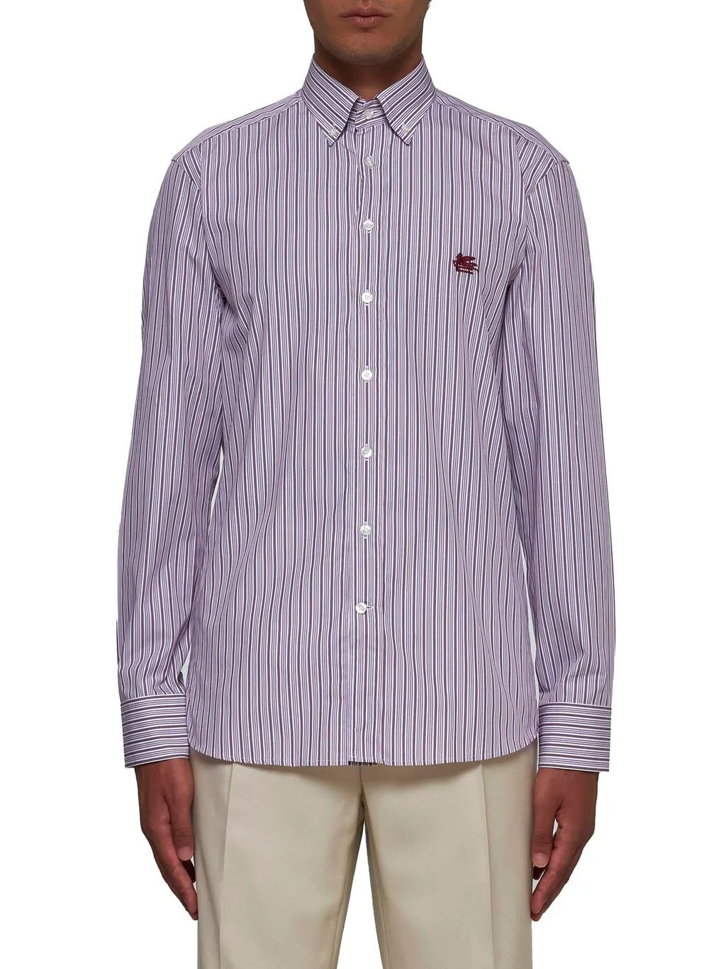 Etro Logo Embroidered Striped Shirt