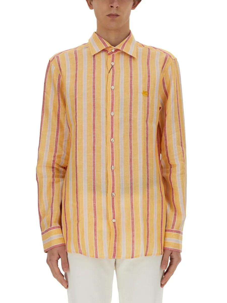 Etro Logo Embroidered Striped Shirt
