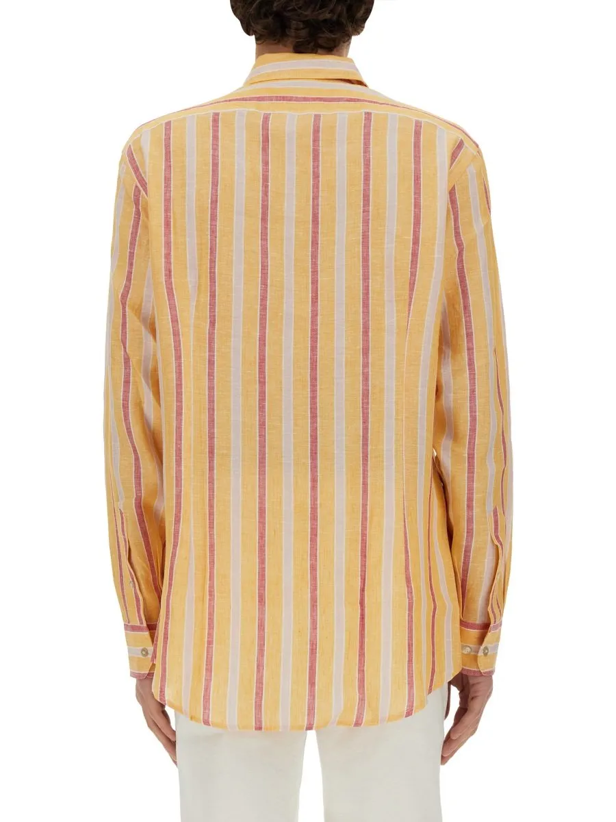 Etro Logo Embroidered Striped Shirt