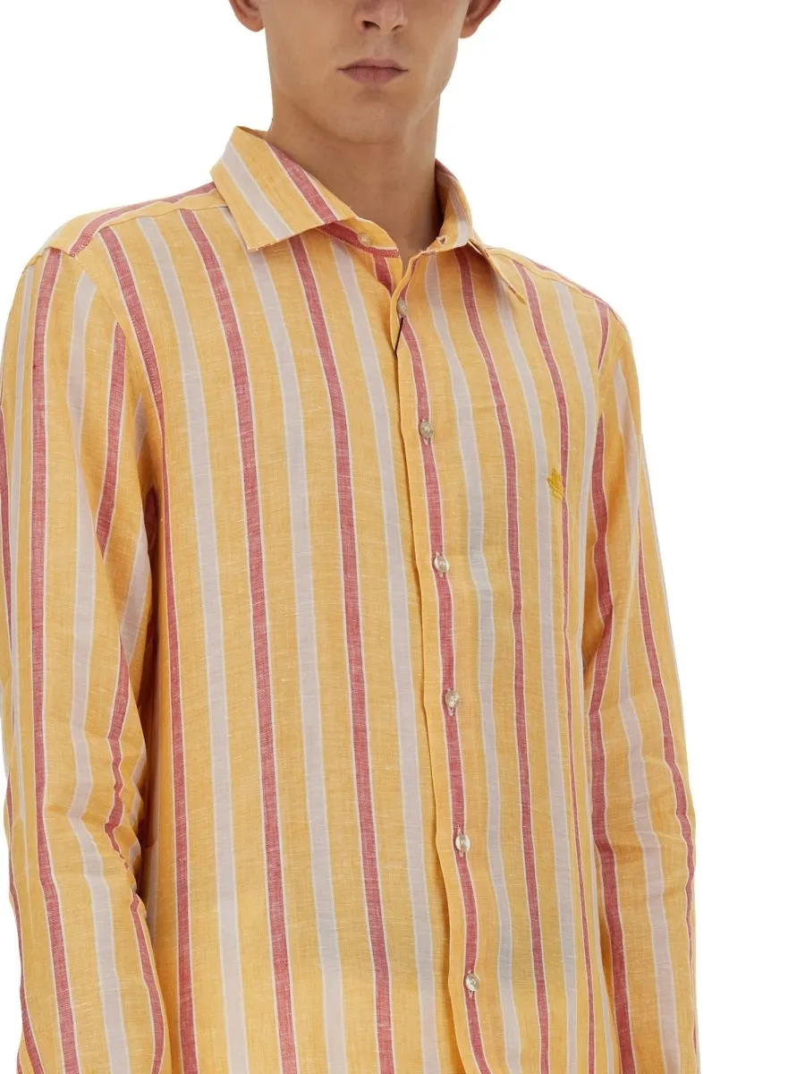 Etro Logo Embroidered Striped Shirt