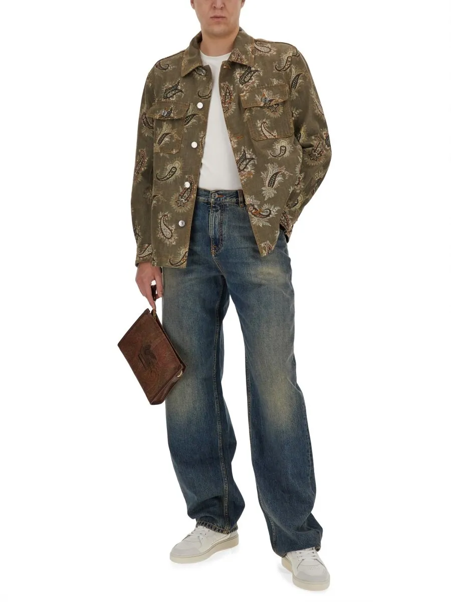 Etro Logo-Embroidered Mid-Rise Wide-Leg Jeans