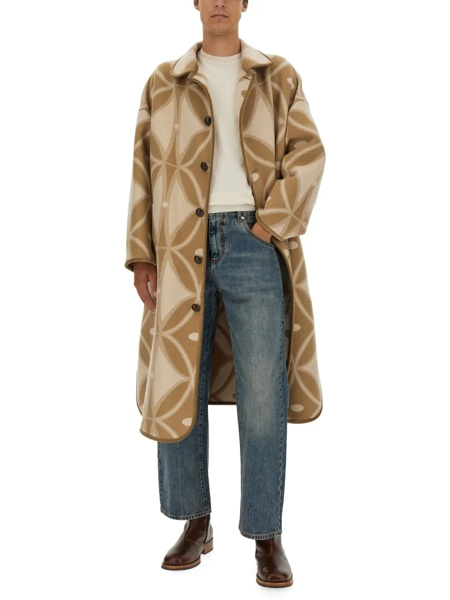 Etro Geometric Patterned Straight Hem Coat