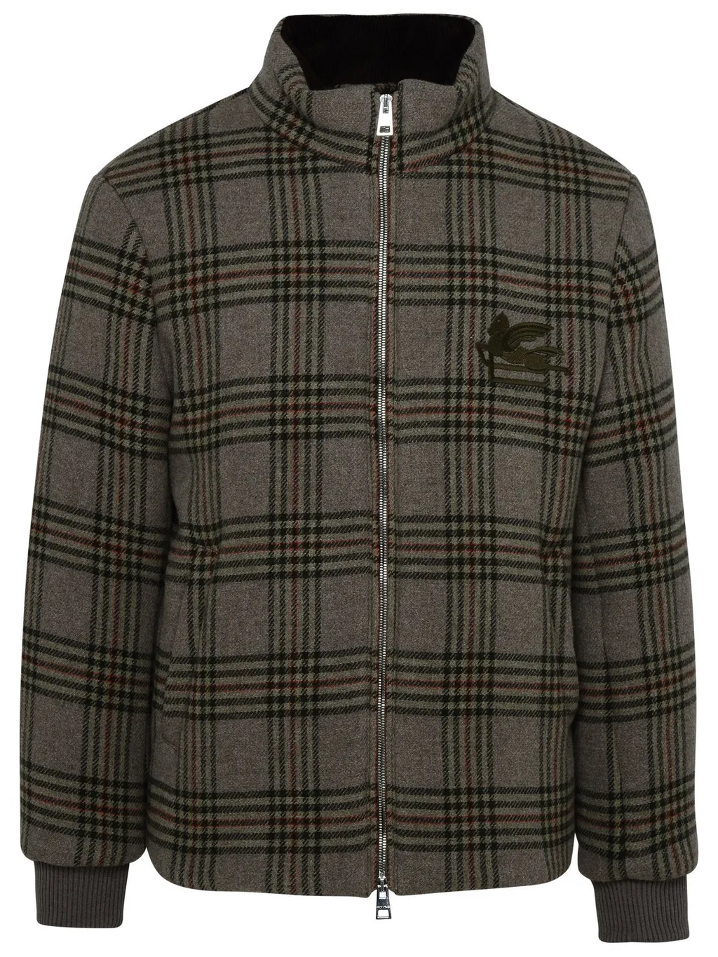 Etro Logo Embroidered Checked Zipped Jacket
