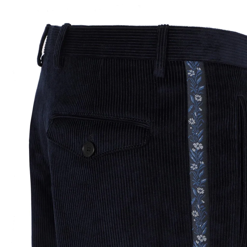 Etro Floral Tape Corduroy Trousers