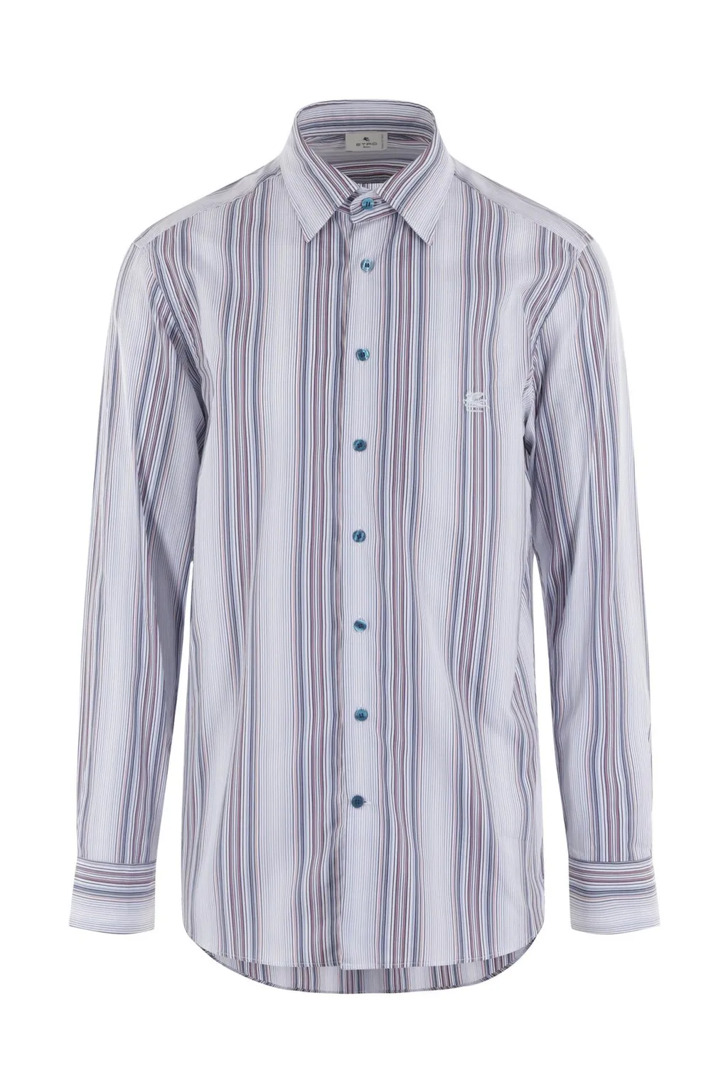 Etro Stripe Pattern Logo Embroidered Shirt