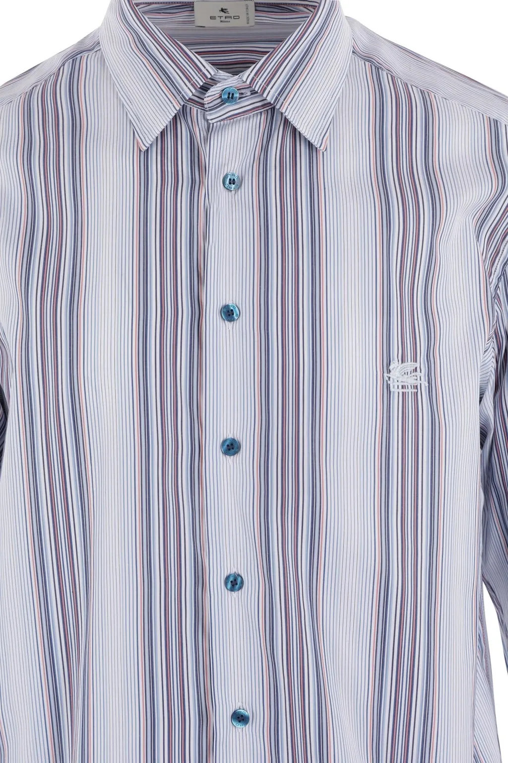 Etro Stripe Pattern Logo Embroidered Shirt