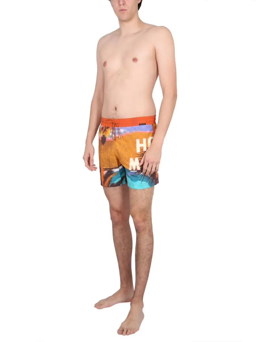 Etro Landscape Printed Drawstring Swim Shorts