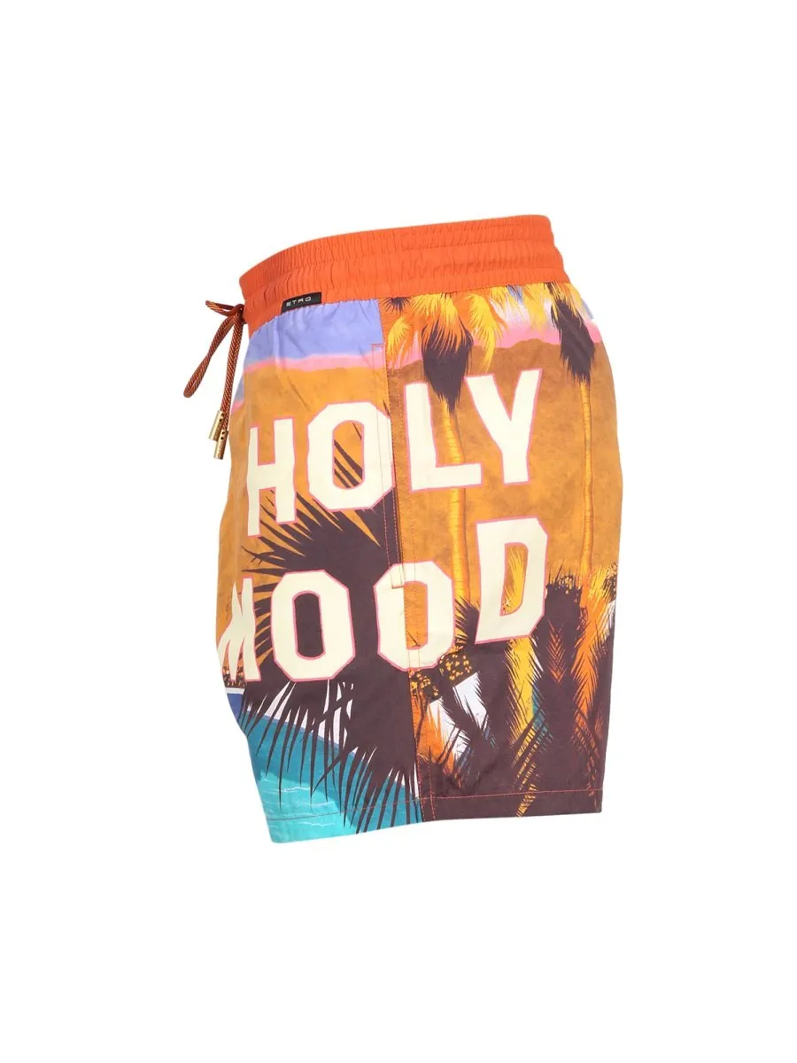 Etro Landscape Printed Drawstring Swim Shorts