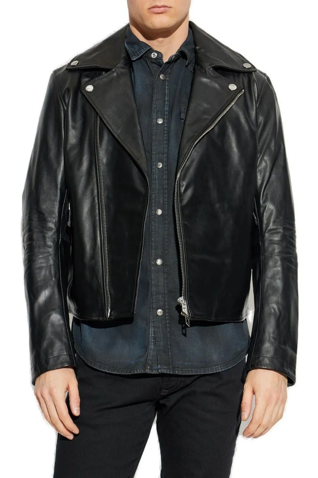 Diesel L-Eo-Wrd Leather Biker Jacket