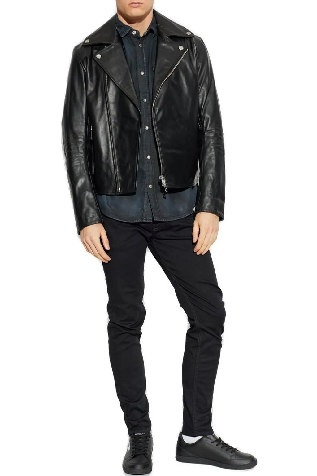 Diesel L-Eo-Wrd Leather Biker Jacket