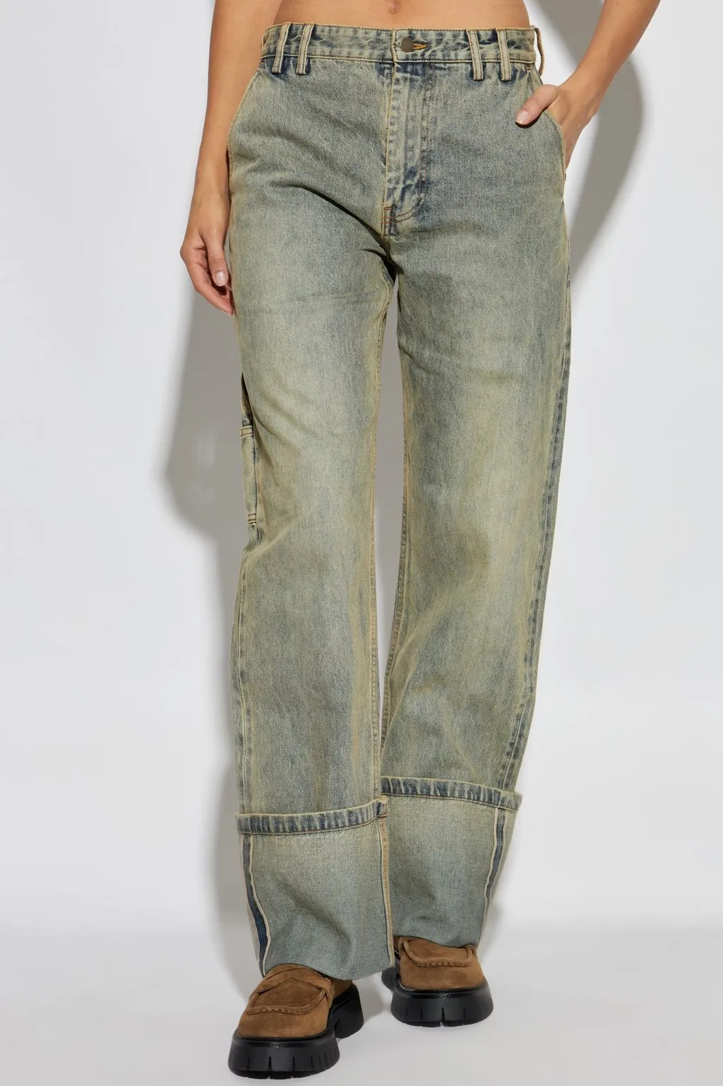 Entire Studios Cuffed Straight-Leg Jeans