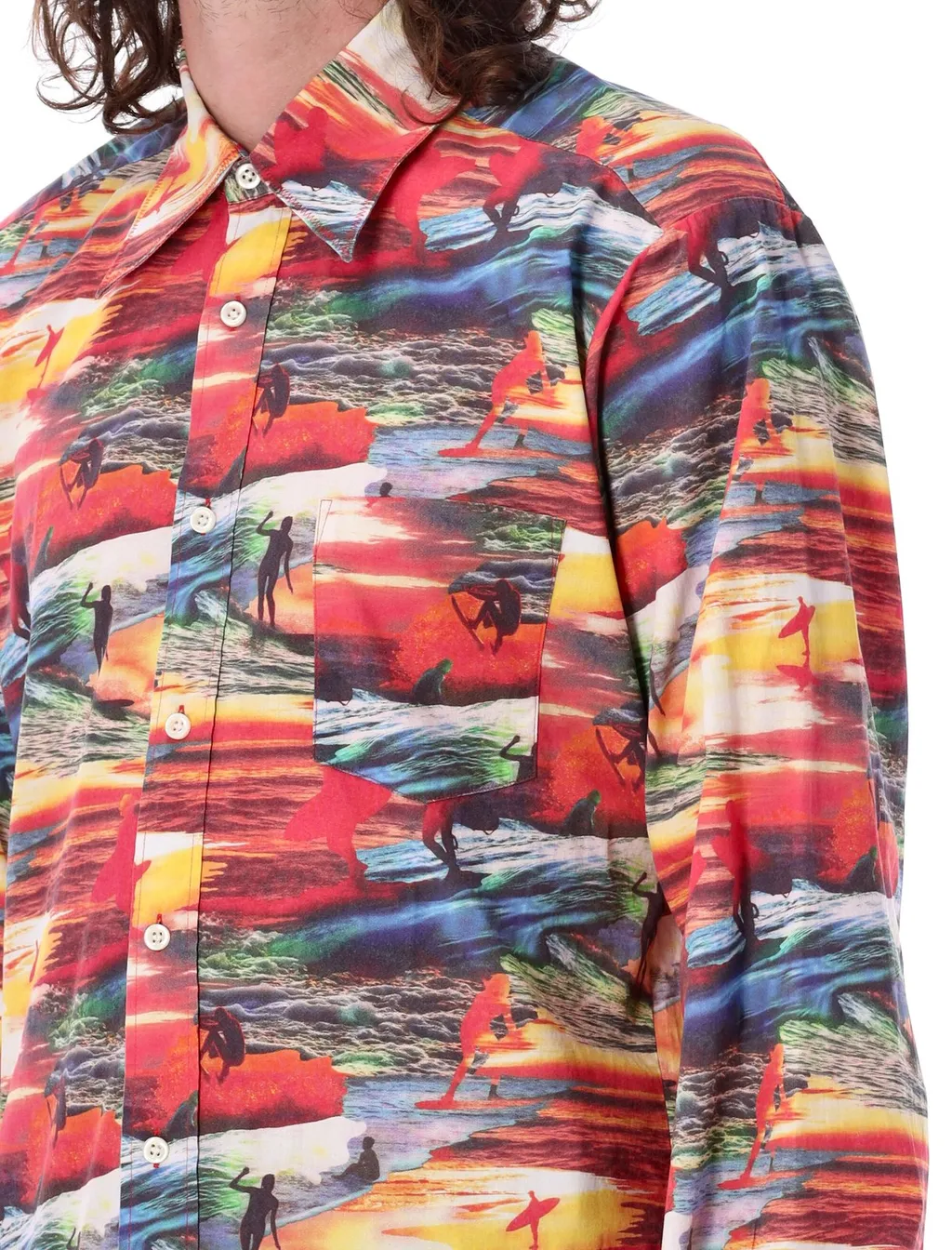 Erl Sunset Printed Curved Hem Shirt