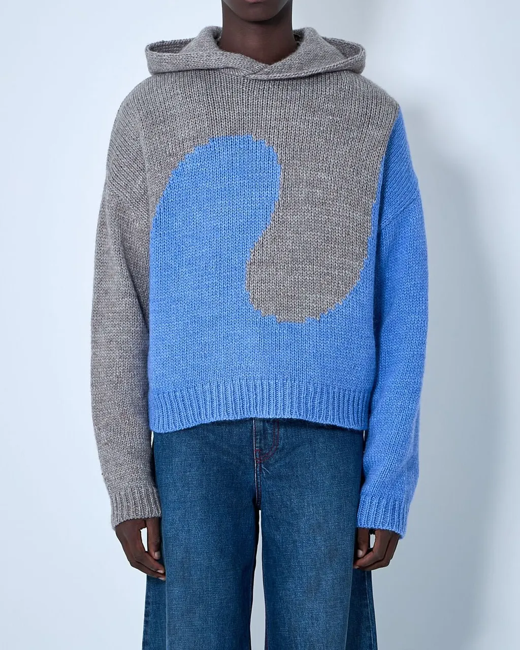 Erl Bicolor Swirl Knit Hoodie Sweater