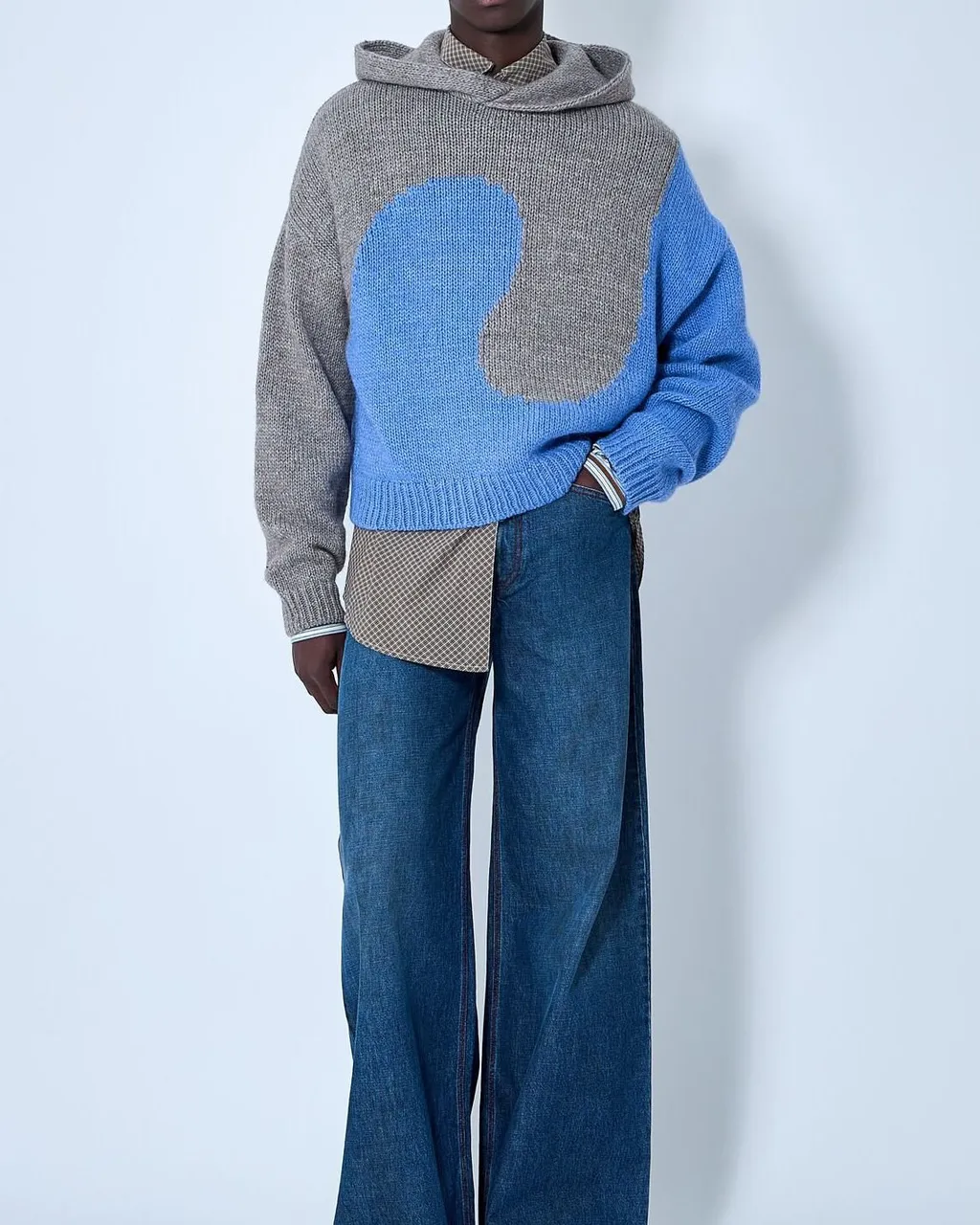 Erl Bicolor Swirl Knit Hoodie Sweater
