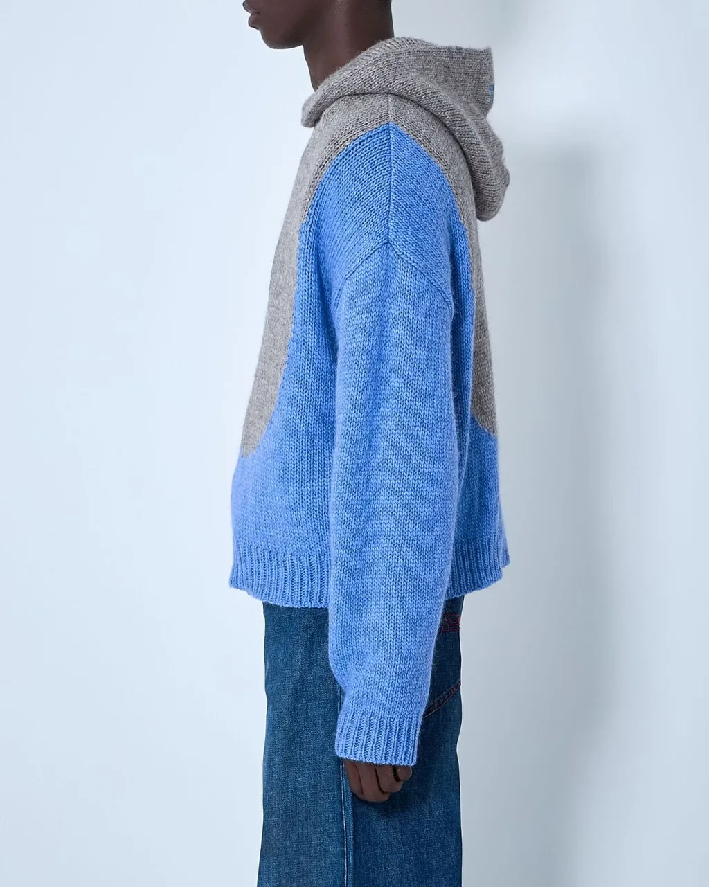 Erl Bicolor Swirl Knit Hoodie Sweater