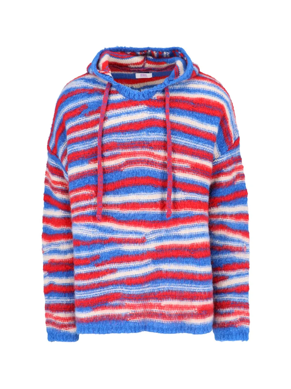 Erl Striped Intarsia-Knit Drawstring Hoodie