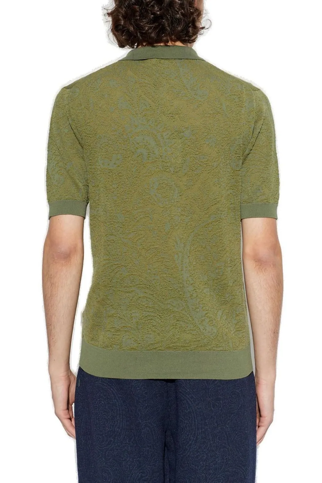 Etro Floral Paisley Motif Knit Polo Shirt