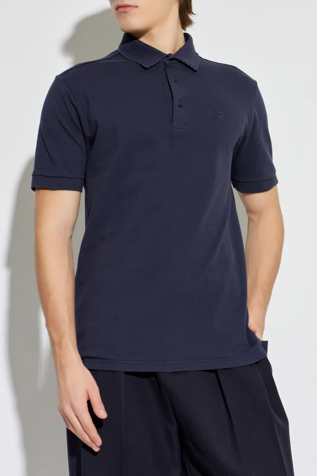Etro Pegaso Embroidered Short-Sleeved Polo Shirt