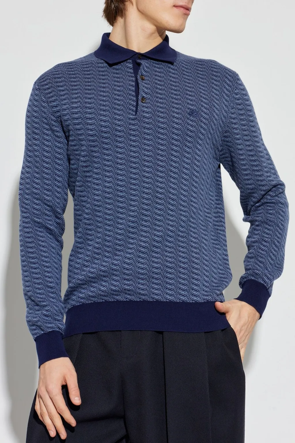Etro Pegaso Embroidered Knitted Polo Shirt