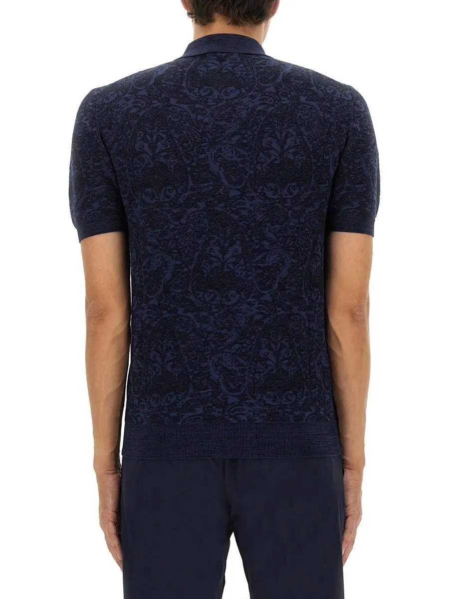 Etro Floral Jacquard Short Sleeved Polo Shirt