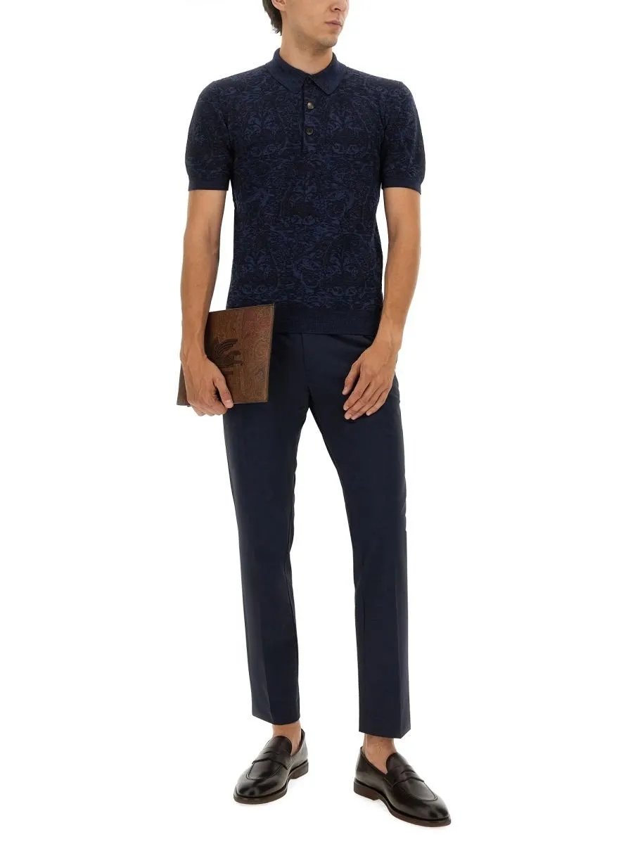 Etro Floral Jacquard Short Sleeved Polo Shirt