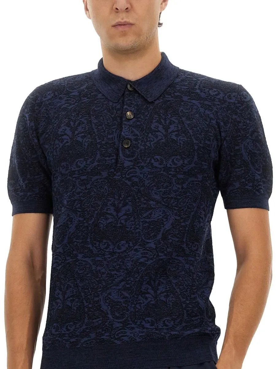 Etro Floral Jacquard Short Sleeved Polo Shirt