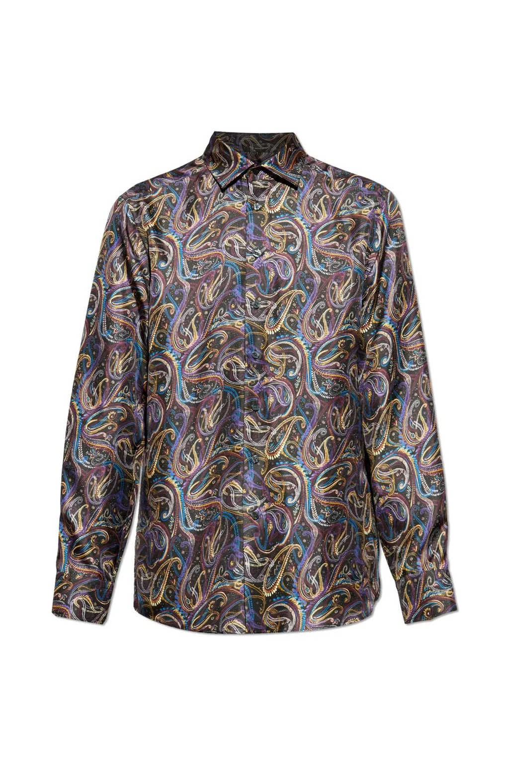 Etro Metallic Paisley Motif Satin Shirt